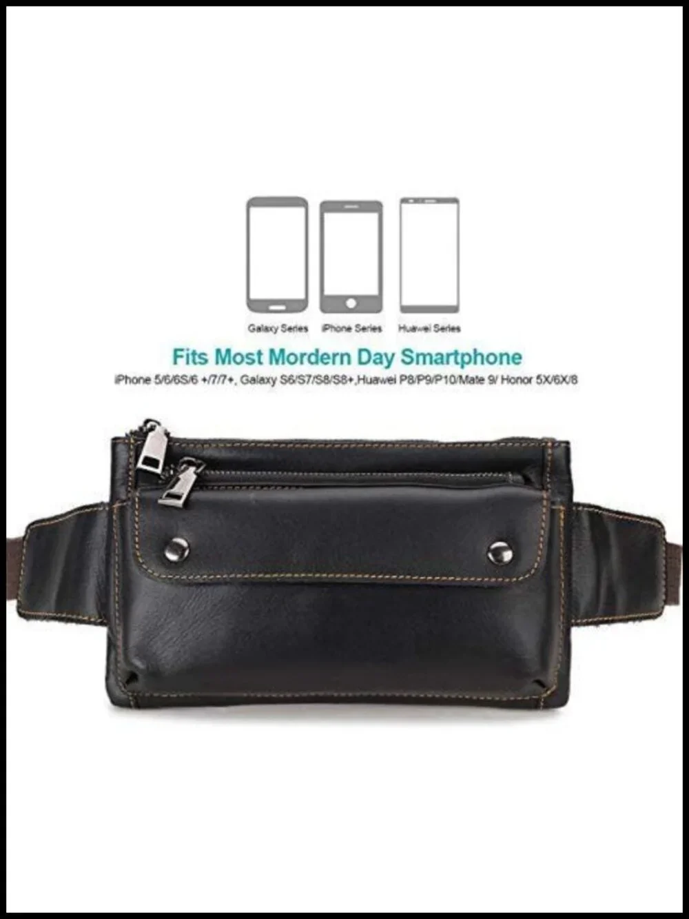 Genuine Leather Waist Pack Messenger Bag Fanny Pack for Travel Running Hiking